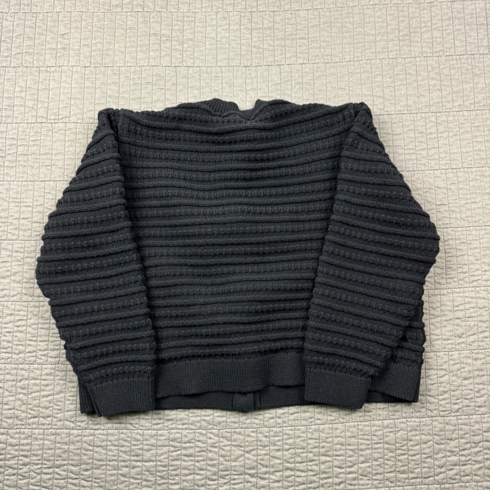 PrettyGarden Black Ribbed Button Front Cardigan Sweater Women XL Cropped Minimal - Picture 4 of 9